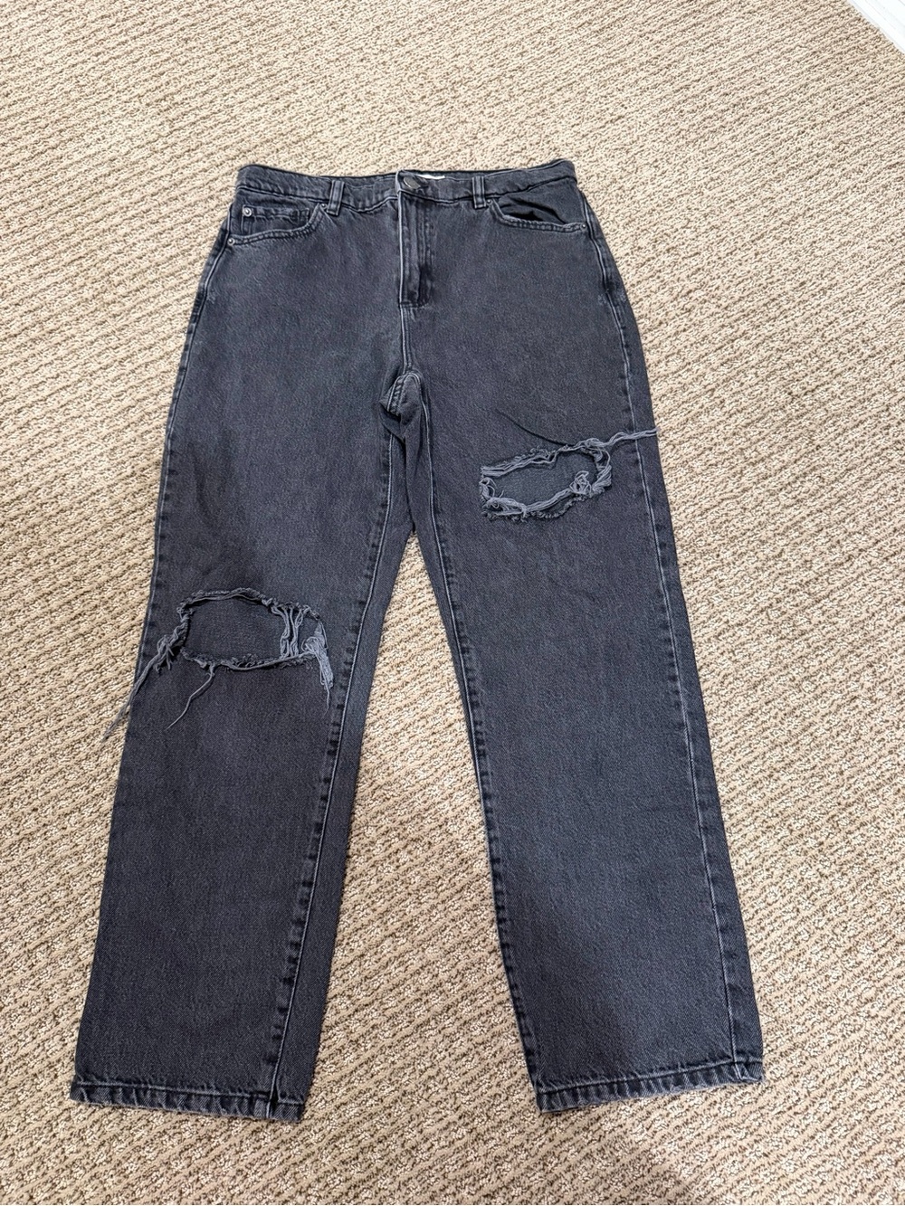 Black straight  Distressed Women's  Jeans
